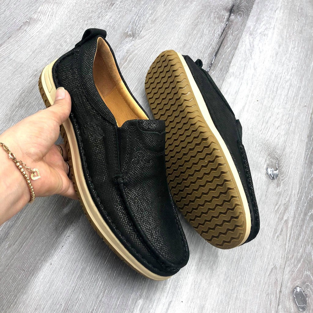 Giầy lười nam da thật hàn quốc đế cao su 2020 HT686