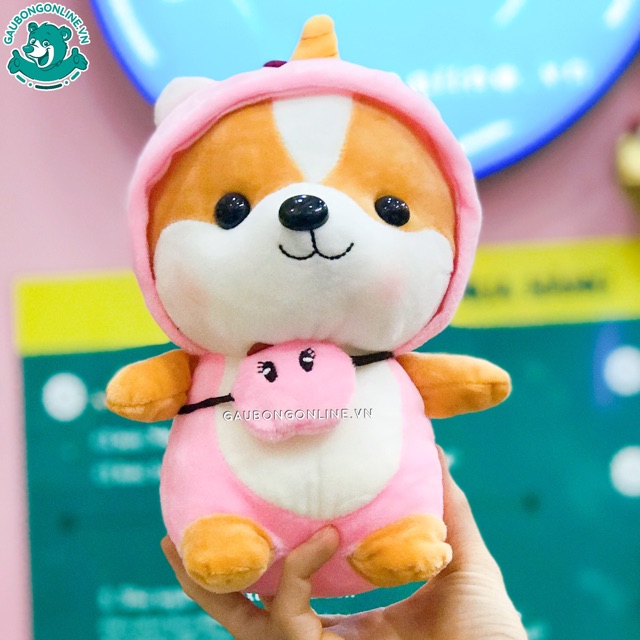 Gấu Bông Chó Shiba Cosplay mềm mịn size nhỏ 25 cm. Hàng cao cấp cho trẻ nhỏ.