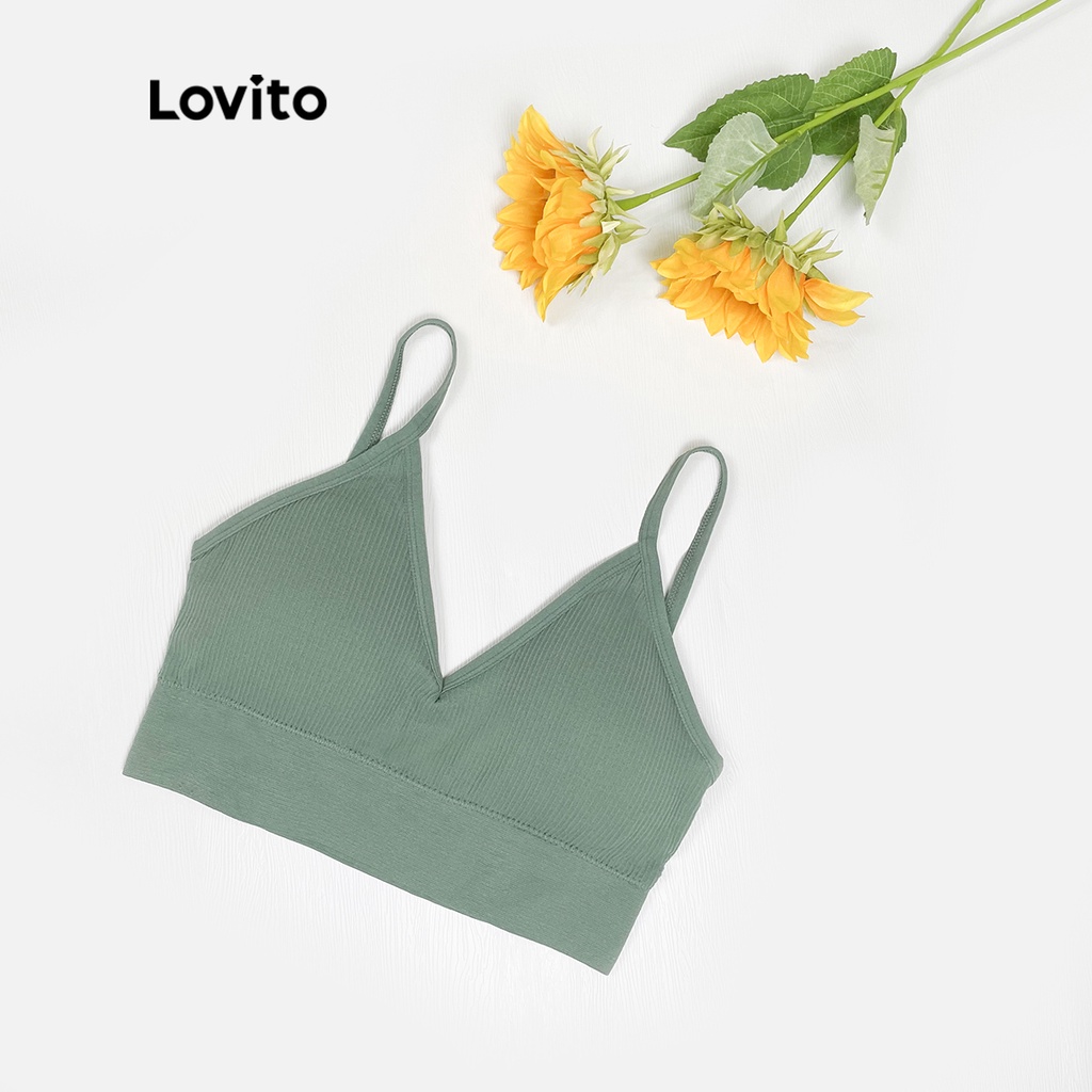 Áo ngực thể thao Lovito L00002 mềm mại có thể tháo rời màu xanh lá/đen/vàng #2