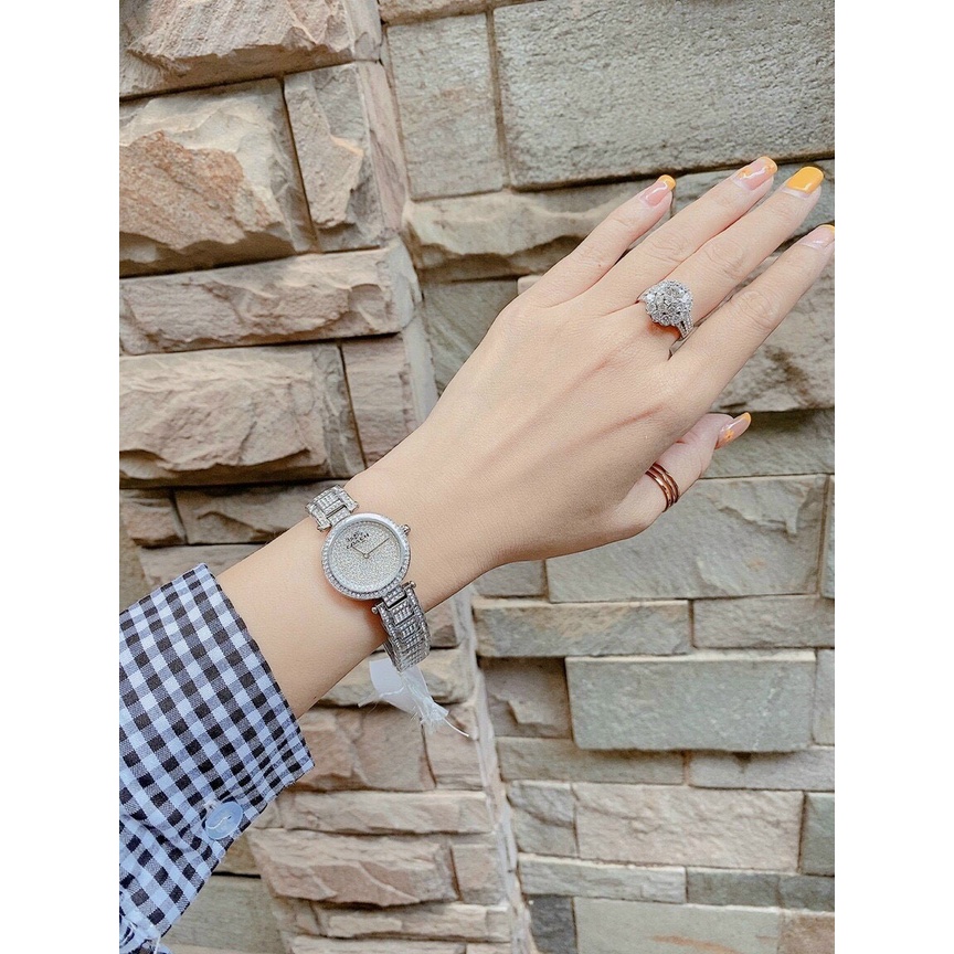 ĐỒNG HỒ NỮ COACH CAO CẤP FULLBOX HÃNG DÂY KIM LOẠI MẶT TRẮNG ĐÍNH ĐÁ 14503430