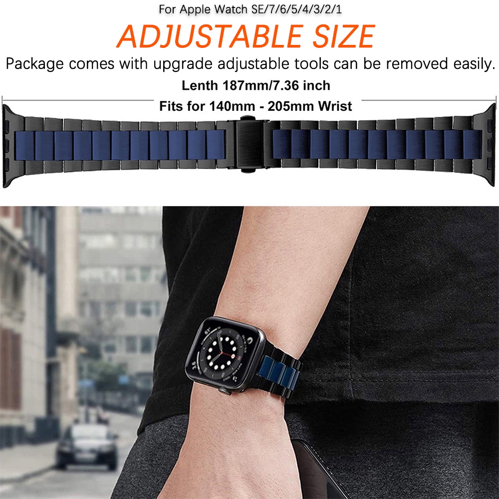 Ninki  Dây Đeo Inox Mỏng Nâng Cấp Cho iWatch 8/7/SE/6/5/4/3/2/1 41mm 45mm 38mm 40mm 42mm 44mm