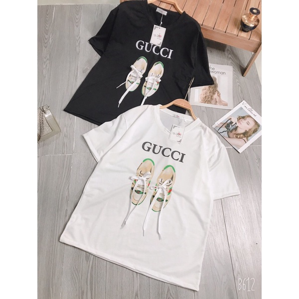 Áo thun, phông hè form rộng tay lỡ G. áo giày gucci có dây rời siêu hót chất cotton tàu mềm mát nam nữ mặc