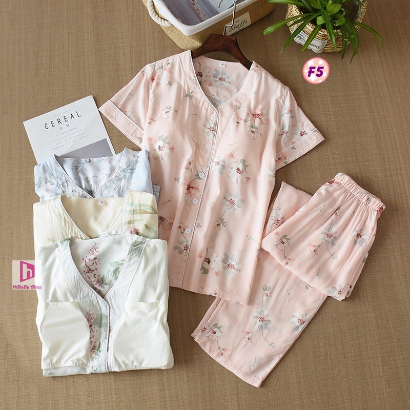 Pijama Lanh Lụa Có Lót Ngực tiện lợi cho mùa hè nóng nực F5