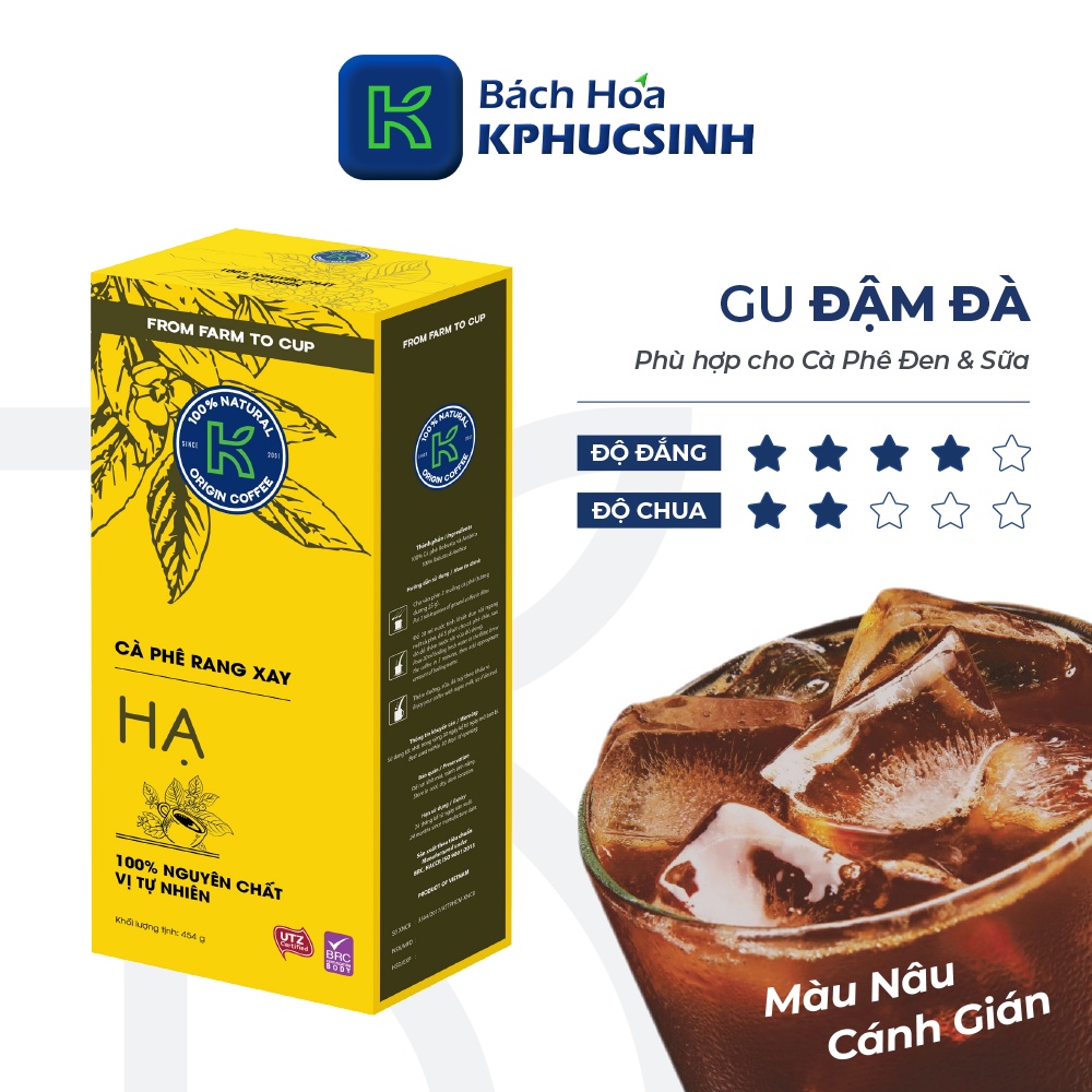 Cà phê rang xay nguyên chất xuất khẩu K Hạ 454g/hộp KPHUCSINH - Hàng Chính Hãng