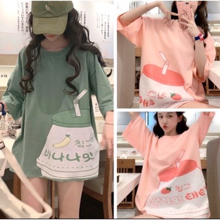 Áo thun cổ tròn form rộng Hàn Quốc thời trang cho nữ