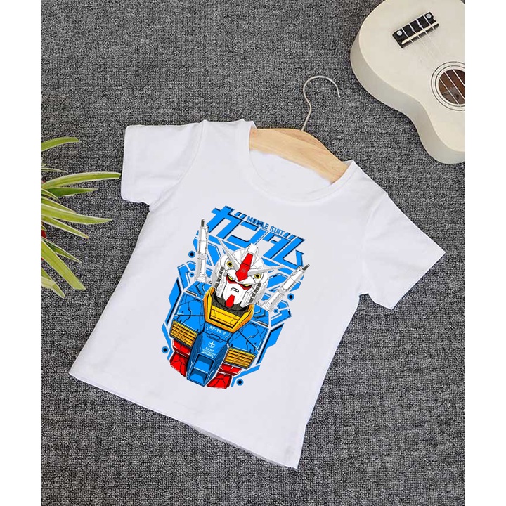 áo gundam thun bé trai hoạt hình dễ thương mát mẻ coton