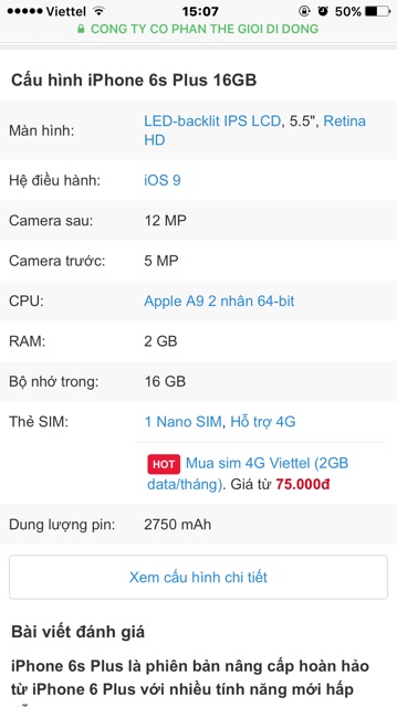 Điện Thoại Apple Iphone 6s plus 16GB. chính hãng, máy cũ còn đẹp 95%.