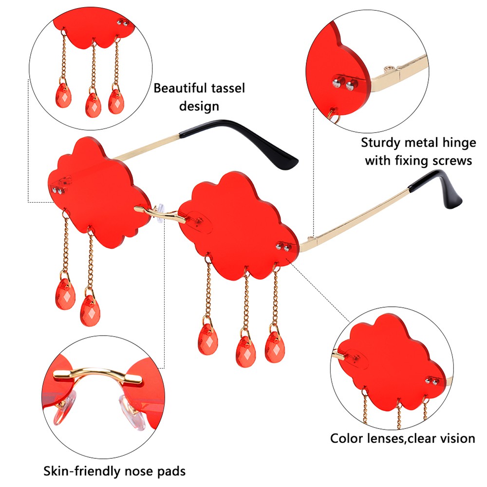 Kính râm không viền chống UV400 hình đám mây phối tua rua thời trang disco cổ điển nhiều màu tùy chọn cho nam và nữ gent | BigBuy360 - bigbuy360.vn