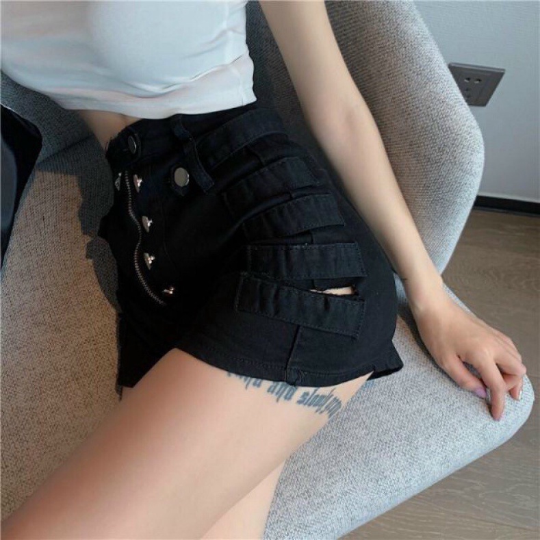 Quần shorts kaki lưng cao nút kiểu siêu hot - B5U