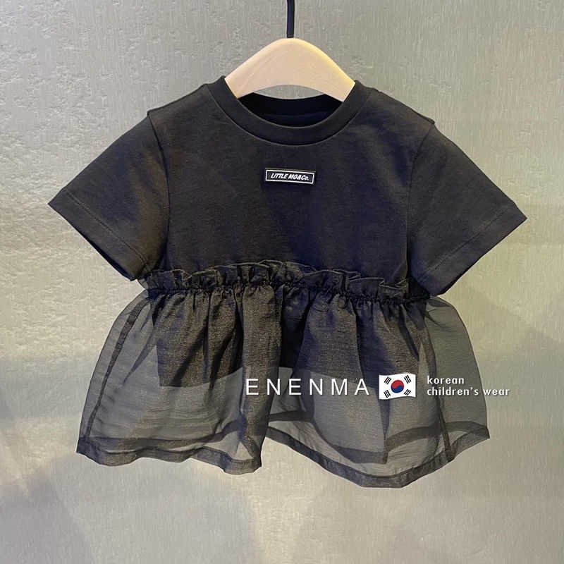 Áo Thun Tay Ngắn Dáng Rộng Phối Lưới Thời Trang Mùa Hè Phong Cách Hàn Quốc Mới 2023