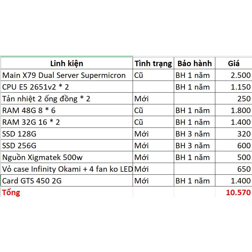 Máy tính X79 dual E5 2651v2 24N/48L kéo 25-30 Nox VLTK | WebRaoVat - webraovat.net.vn