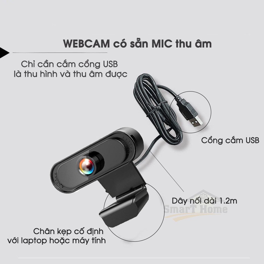 Webcam Máy Tính Có Mic Full HD 1080P - Webcam Có Mic Học Online, Livestrem Giá Rẻ Sử Dụng Cho PC, TV, Laptop BH 12 Tháng