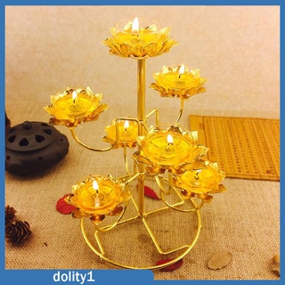 Giá đỡ đèn cầy 7 đầu bằng kim loại màu vàng dùng trang trí
