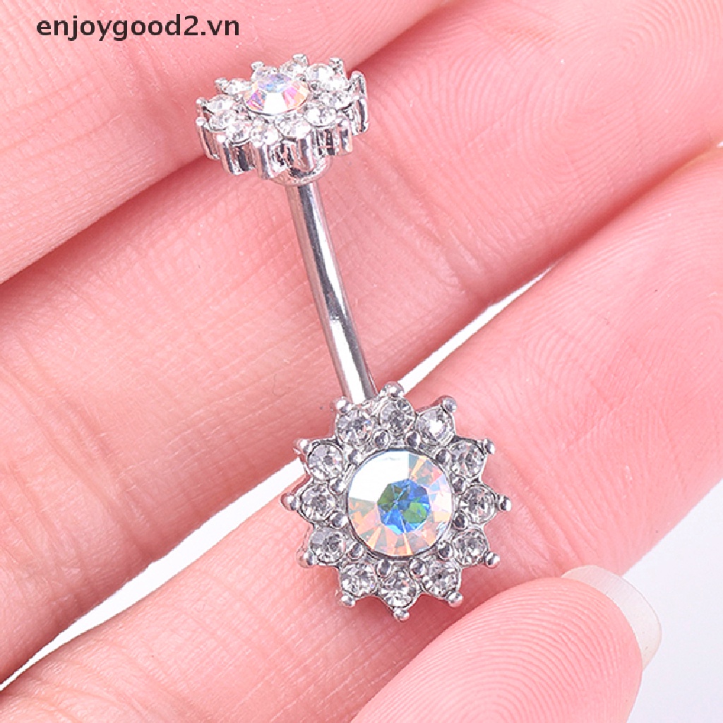 & Enjoy & Khuyên Rốn Dạng Thanh Tạ Hình Hoa Đính Pha Lê Làm Quà Tặng