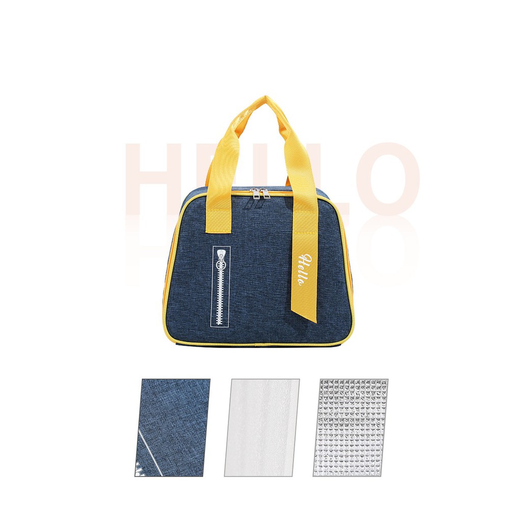 Túi giữ nhiệt đựng cơm trưa, đồ ăn cao cấp, dày dặn, chống thấm #T10-14 (Hello)