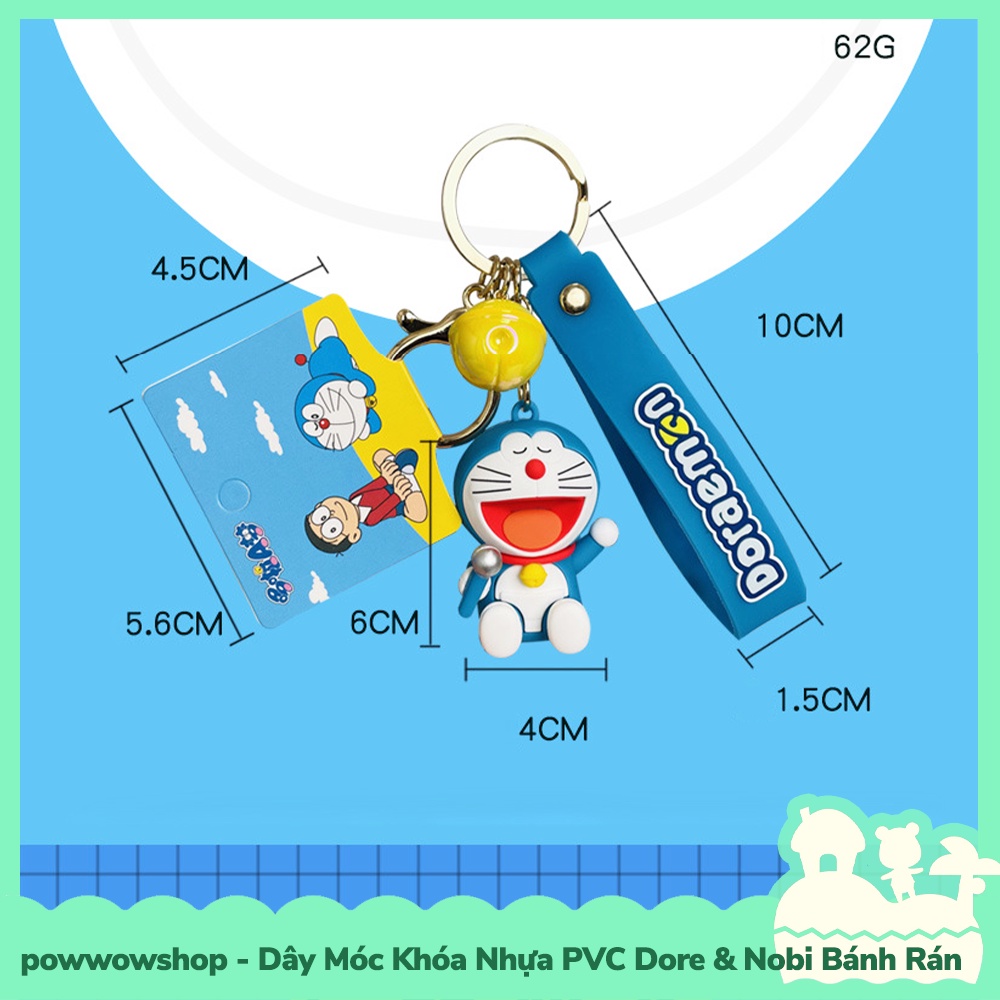 [Sẵn VN - Hỏa Tốc] Dây Móc Khóa Nhựa PVC Nguyên Khối Kiểu Dáng Dore Nobi Bánh Ran Pan Cake
