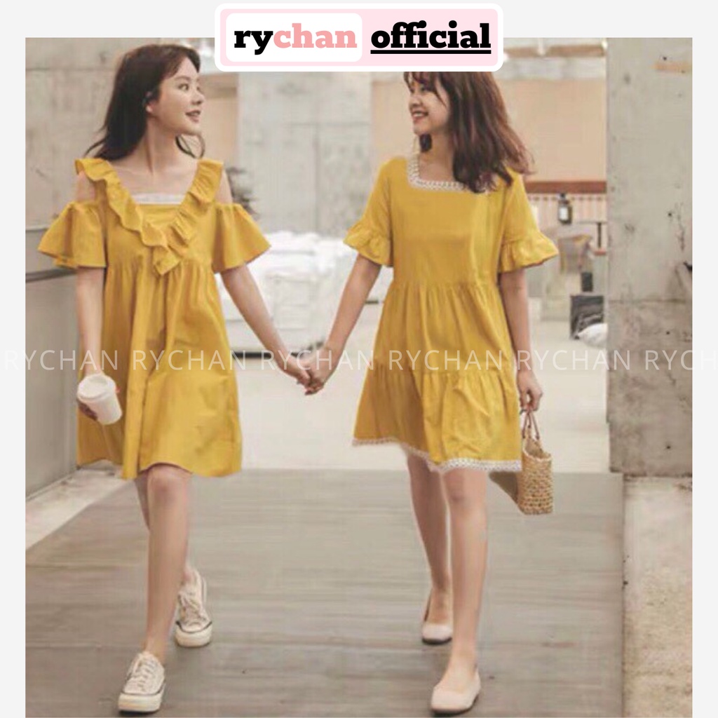 [ẢNH THẬT CUỐI] Đầm Xòe Vàng Form Babydoll 2 Kiểu - DX033