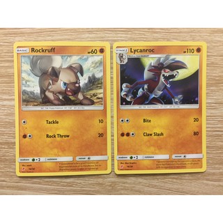 Thẻ bài Pokemon chính hãng - Combo Rockruff & Lycanroc