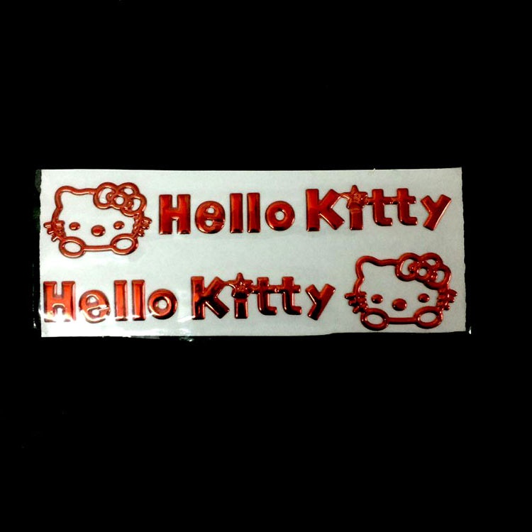 Set 2 Chữ Nổi 3D Hello Kitty Dán Trang Trí Ô Tô, Che Vết Xước Ô tô, Decal Nhựa Dẻo Thiết Kế Sáng Tạo [ Hàng Loại Tốt]