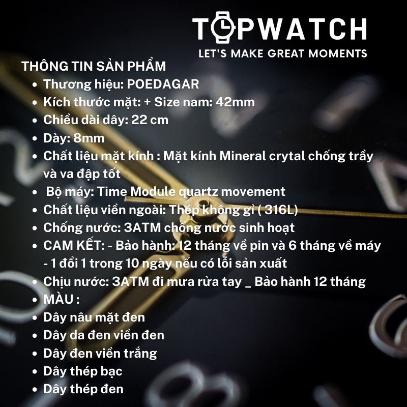 Đồng Hồ Nam Chính Hãng TW8 Dây Da Cao Cấp Chống Nước Full 5 Kim Bấm Giờ Thể Thao TOPWATCH