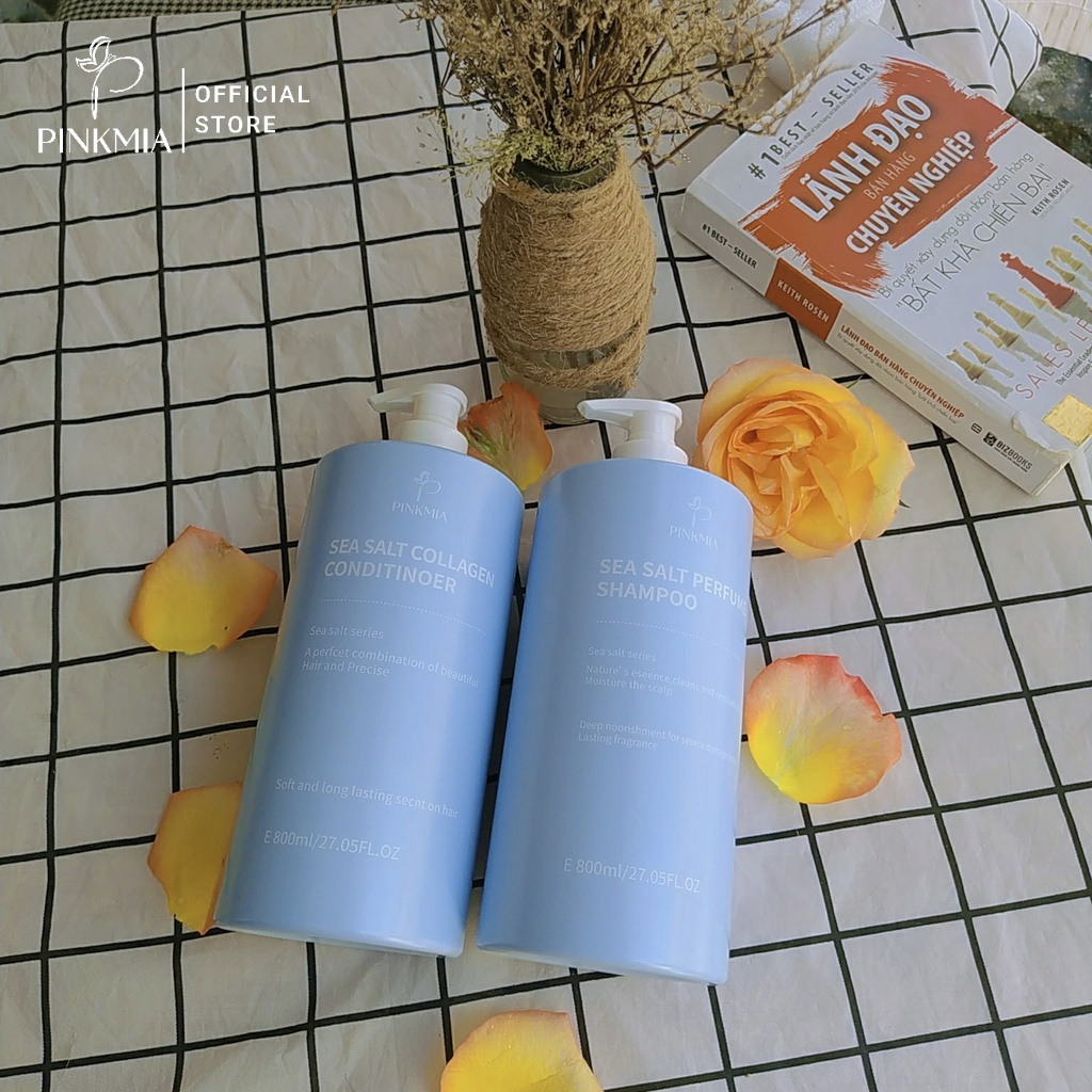 Combo Dầu Gội Xả Nước Hoa Muối Biển Pinkmia - 800ml