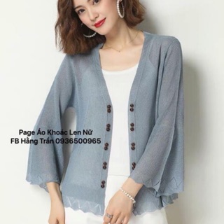 Áo khoác cardigan mỏng tay loe không cúc form rộng