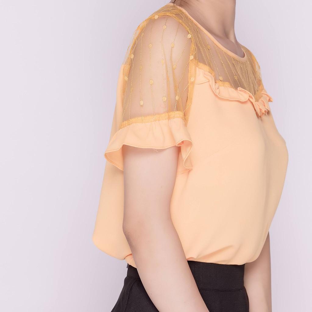 Áo kiểu sơ mi nữ phối ren TKFASHION SMK747