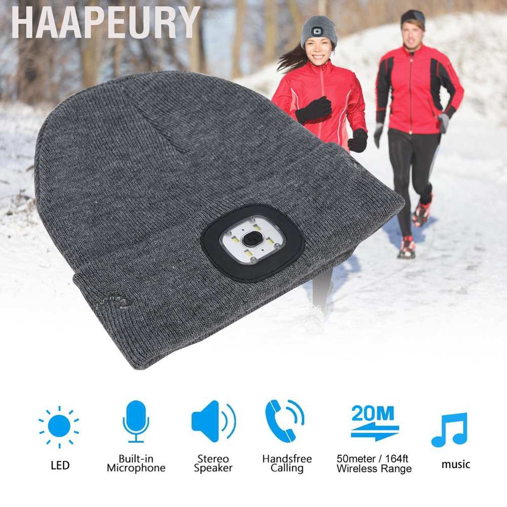 Haapeury Music Hat for Bluetooth Wireless LED Light Ultra-Bright Acrylic Headset Cap