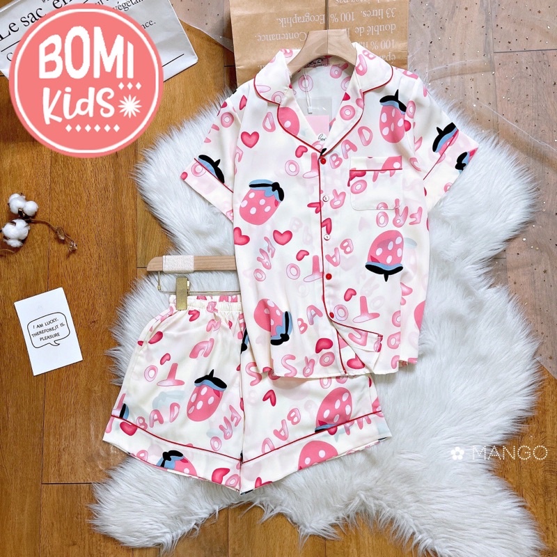 [ 25KG - 40KG ] Đồ Bộ Cộc Tay Mặc Nhà Pijama Cho Bé Chất Vải Lụa Mango Cao Cấp