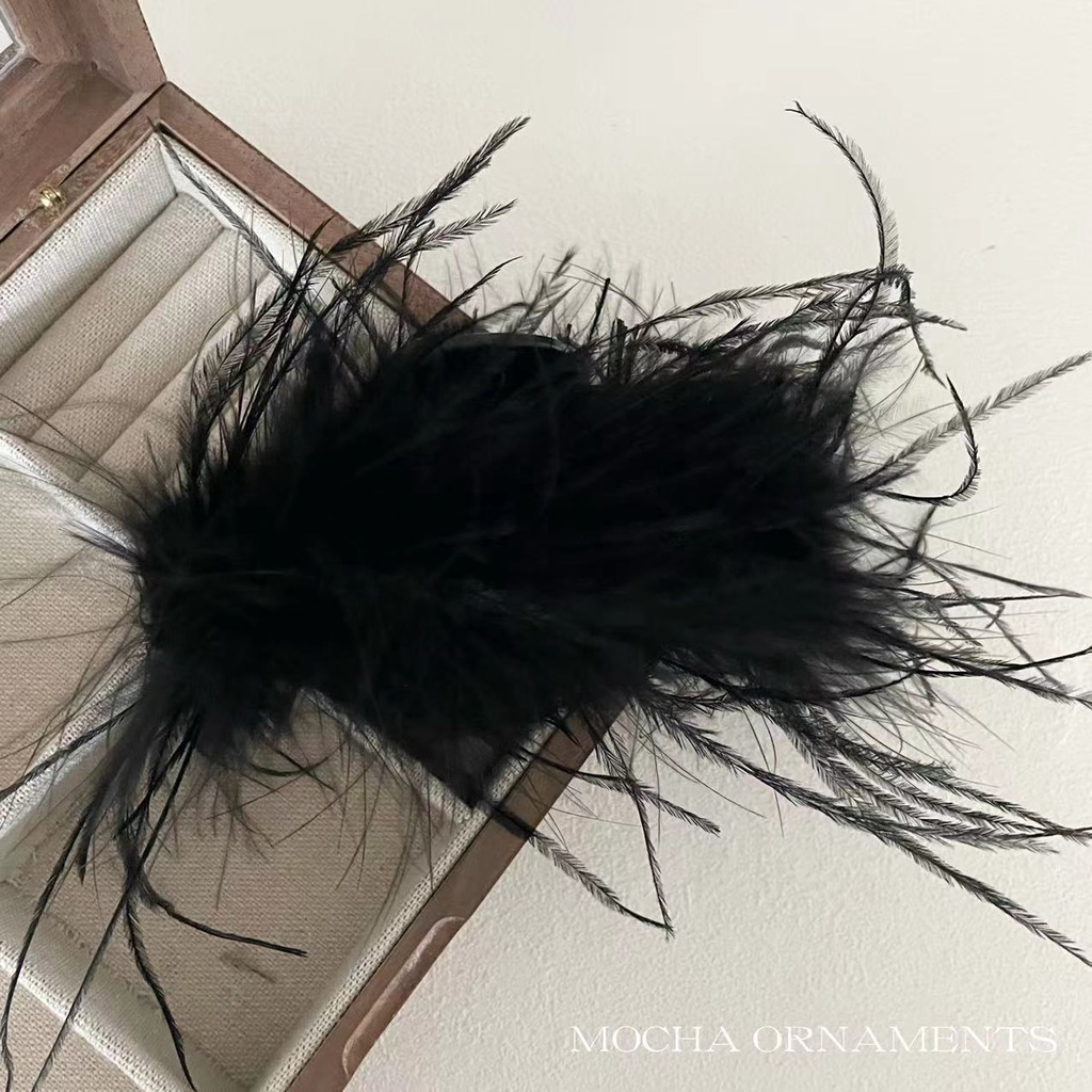 Kẹp tóc Haimeikang phối lông đà điểu thời trang ấn tượng