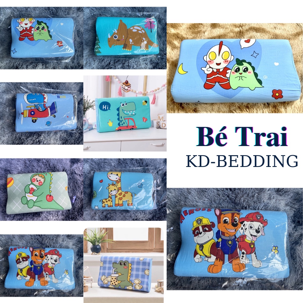 Gối cao su non cho bé đi học, gối nằm cho trẻ từ 3 đến 10 tuổi êm ái thông hơi KD BEDDING kích thước 30cm x 50cm