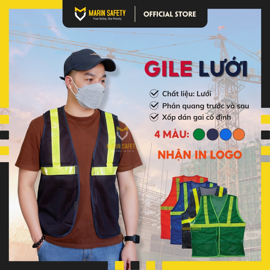 Áo gile phản quang lưới nhiều màu