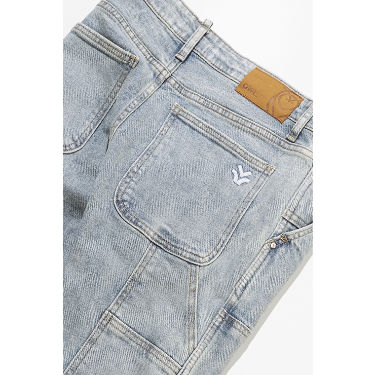 OWL BRAND® DOUBLE KNEE SKINNY JEANS - Quần jeans dài may đắp dáng ôm / Xanh dirty - OWL191021