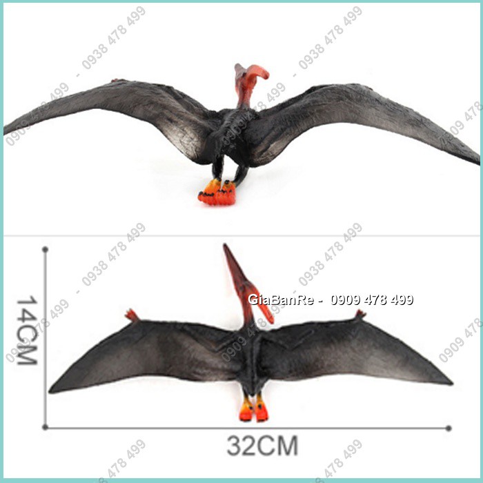 Mô Hình Khủng Long Thằn Lằn Bay Pteranodon - Thân Đen - Sải cánh 23-32cm - 77481