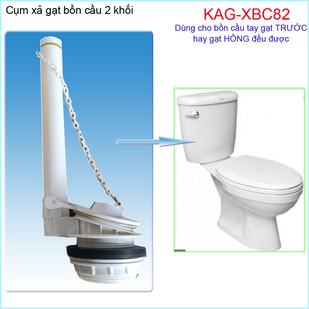 Cụm xả bồn cầu gạt Thiên Thanh KAG-XBC82, xả bàn cầu gạt 2 khối, cụm xả gạt bệt 2 khối xả nước nhanh sử dụng tốt