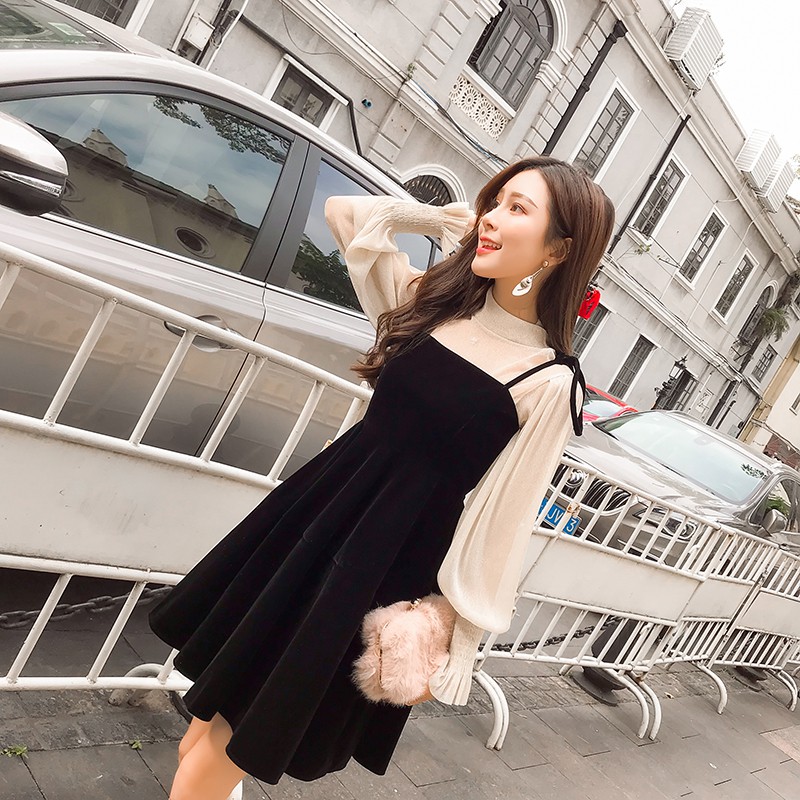 Set váy nhung + áo mỏng