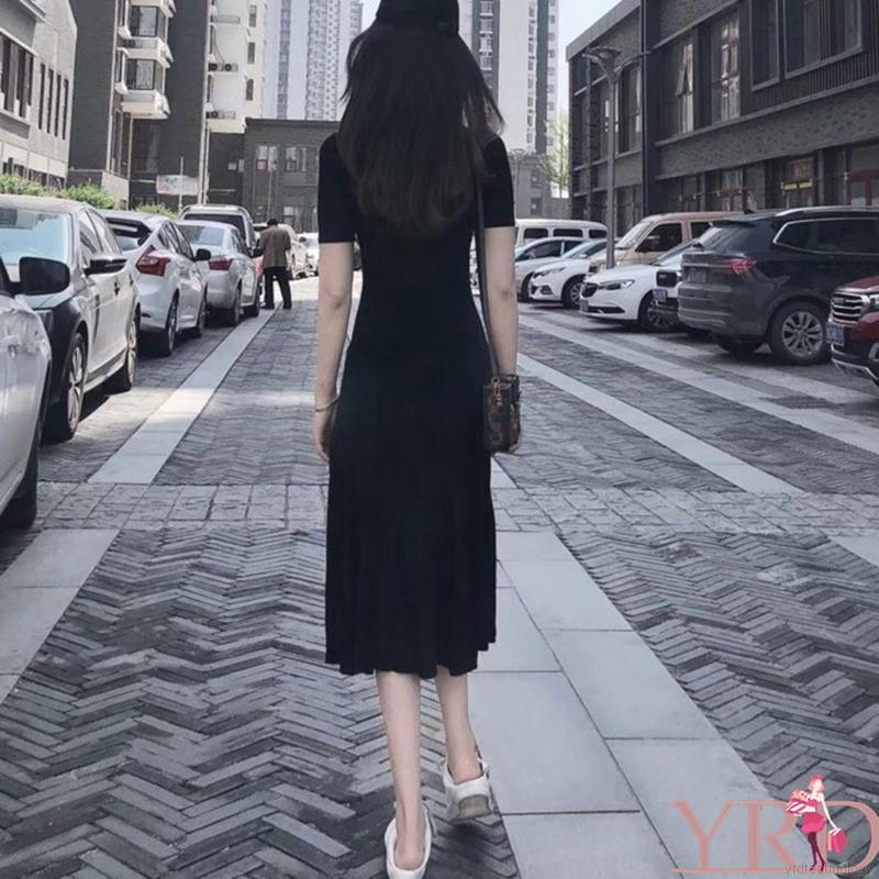 Đầm bút chì lưng cao xẻ tà phong cách vintage quyến rũ