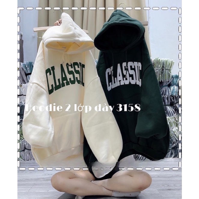 Áo Nỉ Hoodie CLASSIC Mũ 2 Lớp Chất Nỉ Dày Dặn Form Rộng Unisex(Ảnh Thật Hàng Sẵn)