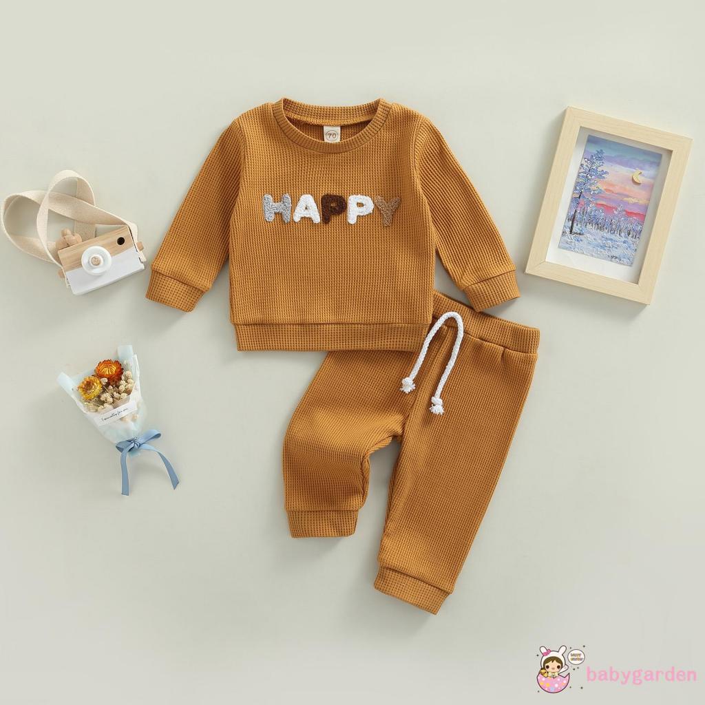 Bộ Áo Thun Tay Dài Cổ Tròn + Quần Dài Họa Tiết Cầu Vồng Dành Cho Bé 0-24 Tháng Tuổi