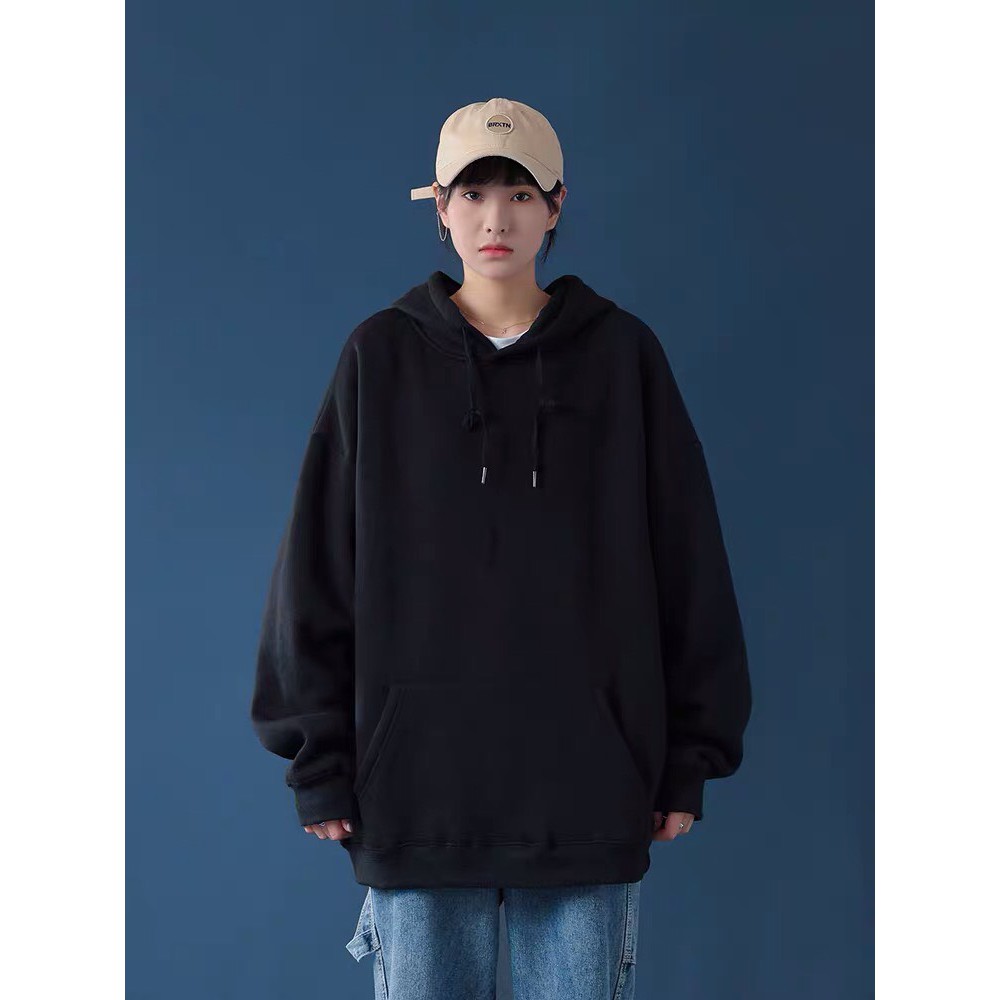 [ ÁO HOODIE ĐEN TRƠN ]- Hoodie nỉ lót lông