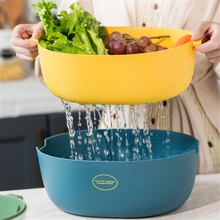 Thickened Double-layer Drain Basket Household Plastic Fruit And Vegetable Washing Basin