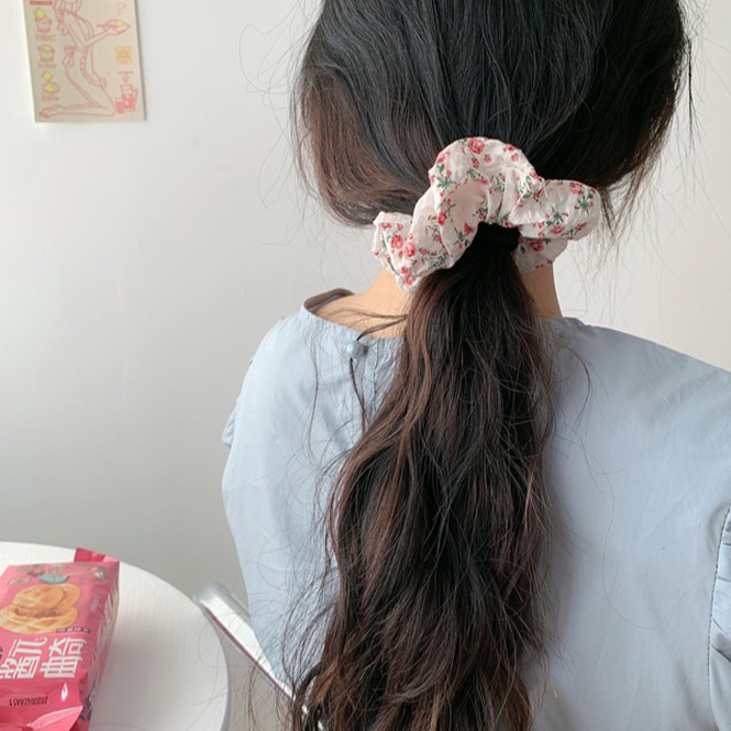 Dây Buộc Tóc Co Giãn Họa Tiết Hoa Thời Trang Cho Nữ Hair Scrunchies