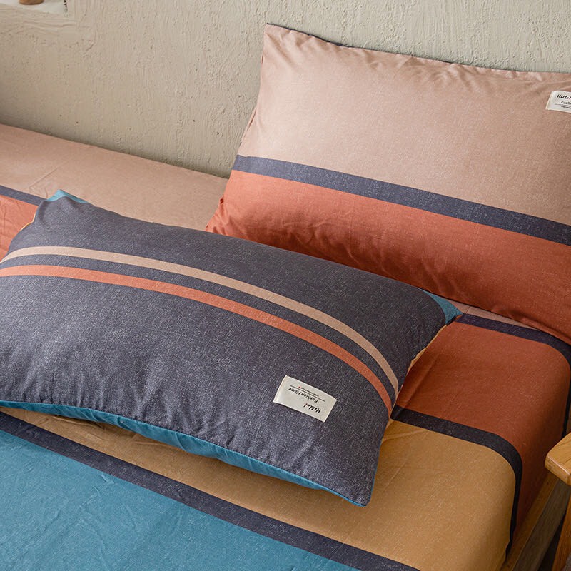 Bộ ga giường cotton tici kẻ Lidaco decor phòng ngủ vintage ga và áo gối đủ kích thước nệm