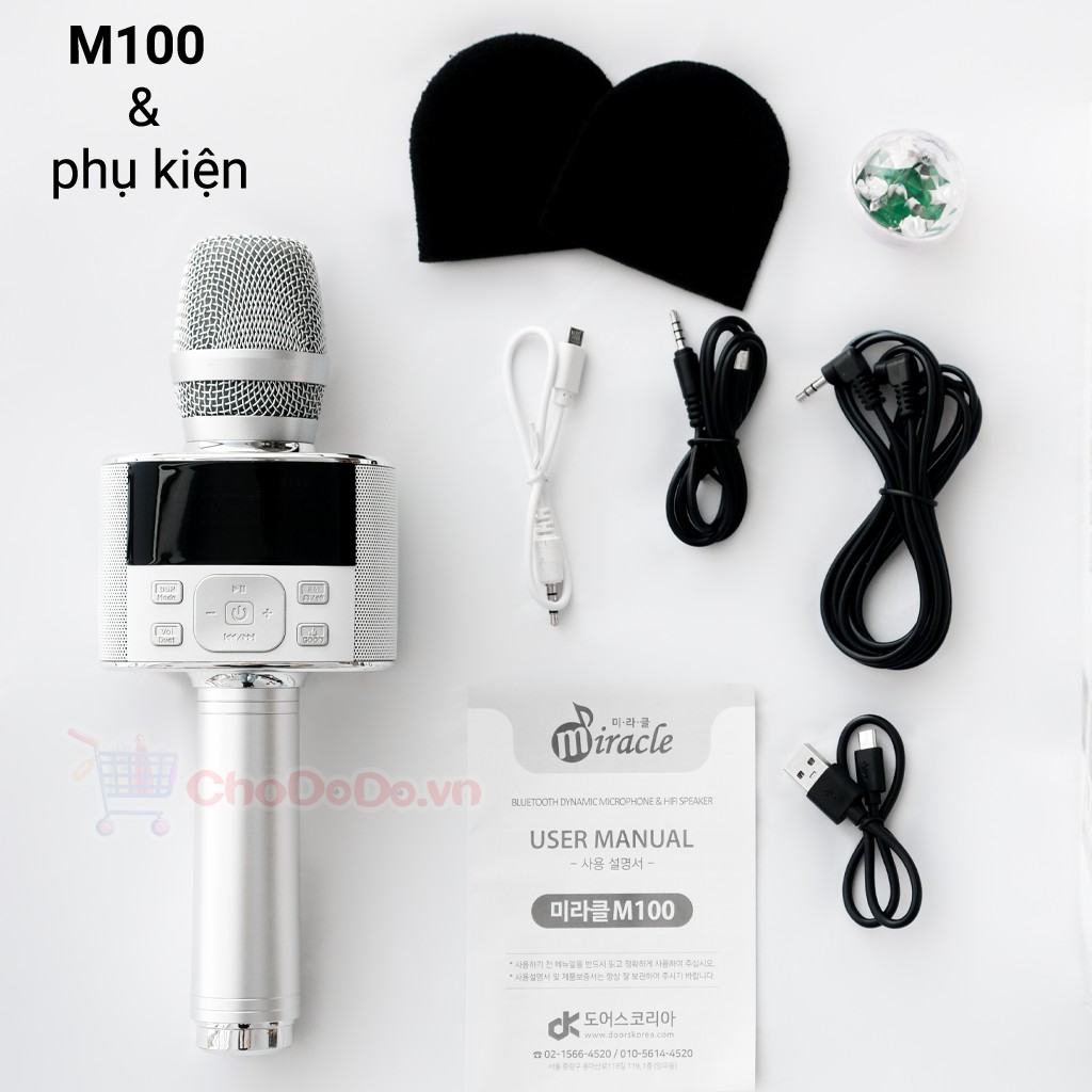 Micro Karaoke Bluetooth Miracle M100 Hàn Quốc - Hàng Cao Cấp Hơn Magicsing MP30 - Nhiều Tính Năng - Tặng Quà Đặc Biệt