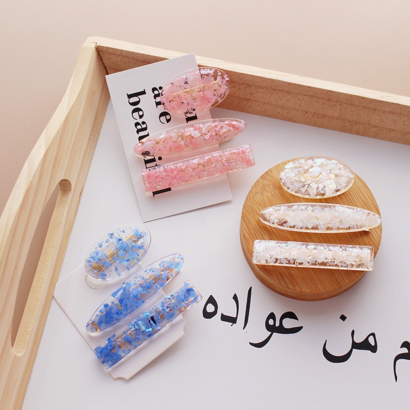 [XẢ LỖ MÙA DỊCH] Kẹp tóc họa tiết đá hoa cương nhưa mica sang trọng màu pastel Hàn Quốc