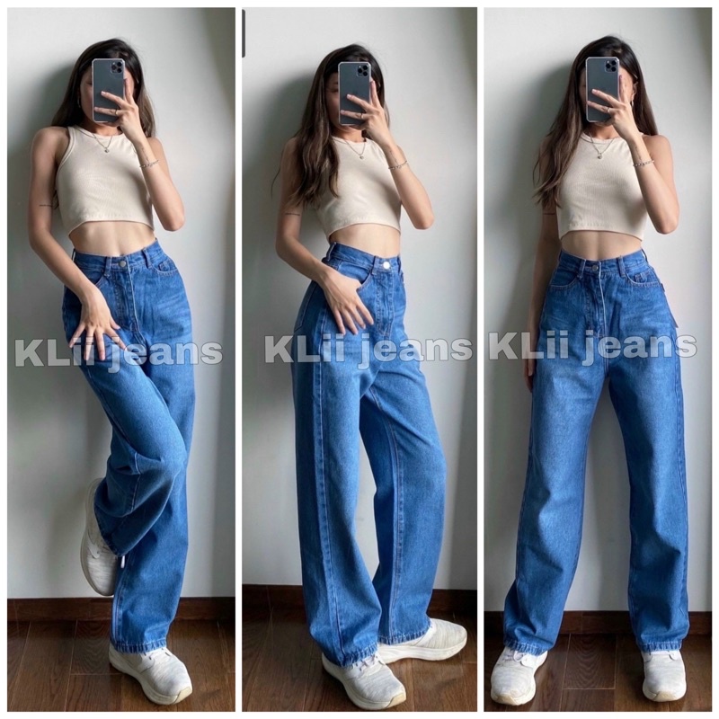 ⚡GIÁ SỈ⚡️ Quần suông xanh đậm siêu đẹp 100cm KLii jeans