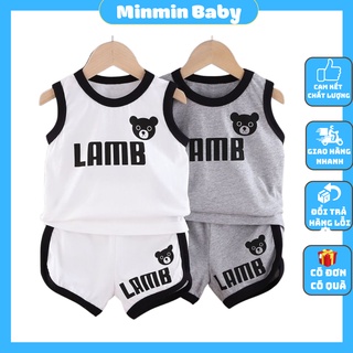 Bộ Ba Lỗ Cho Bé Minmin baby, Bộ sát nách cho Bé Trai bé gái In Hình Gấu Cute chất cotton cho bé từ 7-26kg