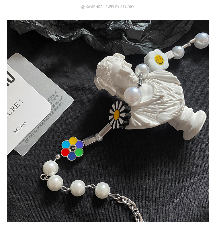 Dây Chuyền 23402 Mặt Hình Hoa Hướng Dương / Mặt Cười / Ngọc Trai Thời Trang Cho Nam Và Nữ