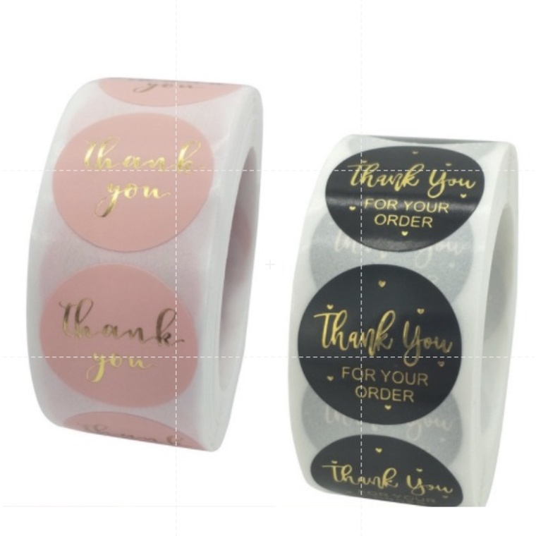 Tem dán chữ thank you dễ thương - nhiều mẫu Cuộn 500 miếng