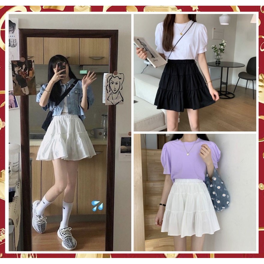 Chân Váy Xòe TRẻ Trung, 2 Tầng Kiểu Dáng Hàn Quốc Đầm Nữ Chất Voan Kèm Lót 2 Màu